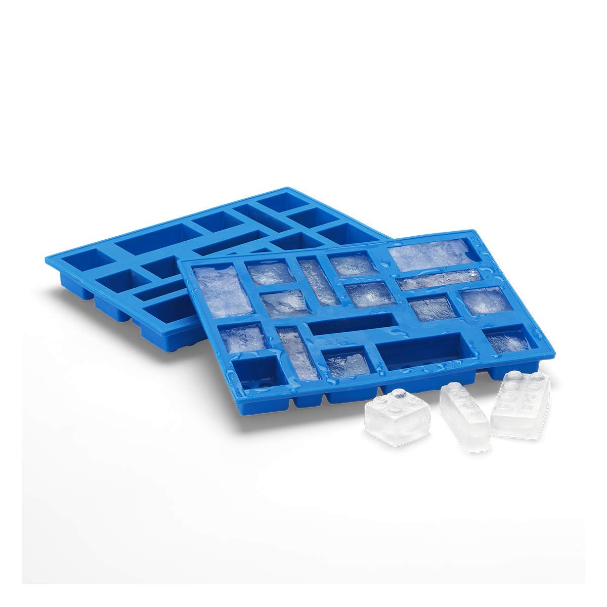 Room Copenhagen, LEGO Iconic Ice Cube Tray - Dishwasher Safe, Silicone Brick Mold - Set of 3, Blue, Pink, and Grey