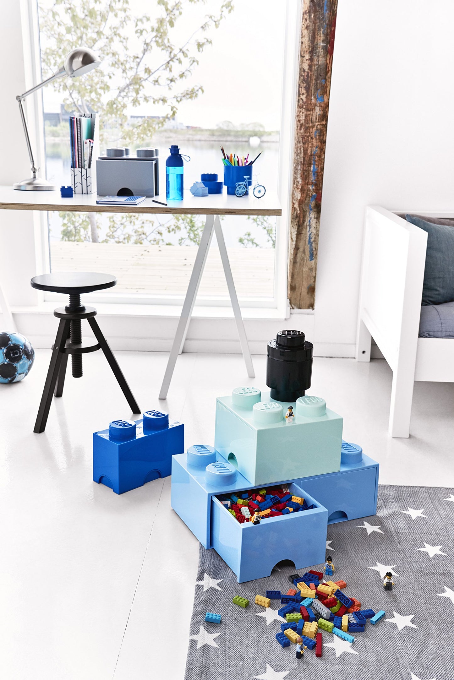 Lego Brick 4 Knobs, 1 Drawer, Stackable Storage Box