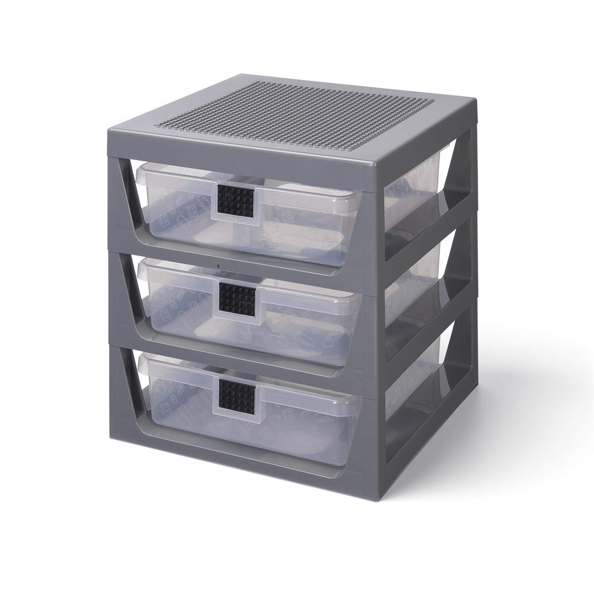 Room Copenhagen Lego 3-Drawer Plastic Storage Rack System, 13-2/3 x 12-3/4 x 15 in, Red