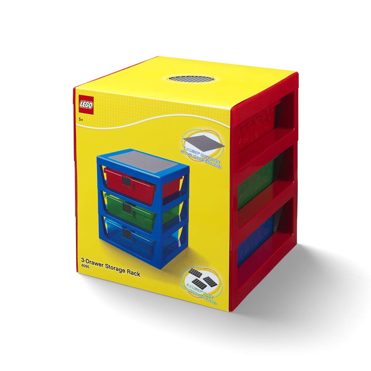Room Copenhagen Lego 3-Drawer Plastic Storage Rack System, 13-2/3 x 12-3/4 x 15 in, Red