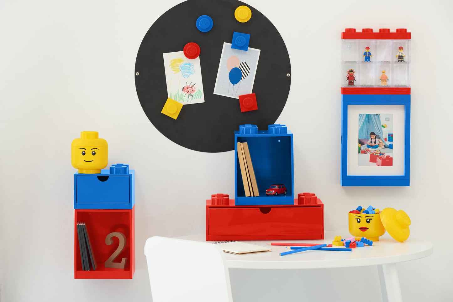 Room Copenhagen Lego Picture Frame - Stackable, Tabletop or Wall Display Photo Frame, Fits 5 x 7 in Photos, Red
