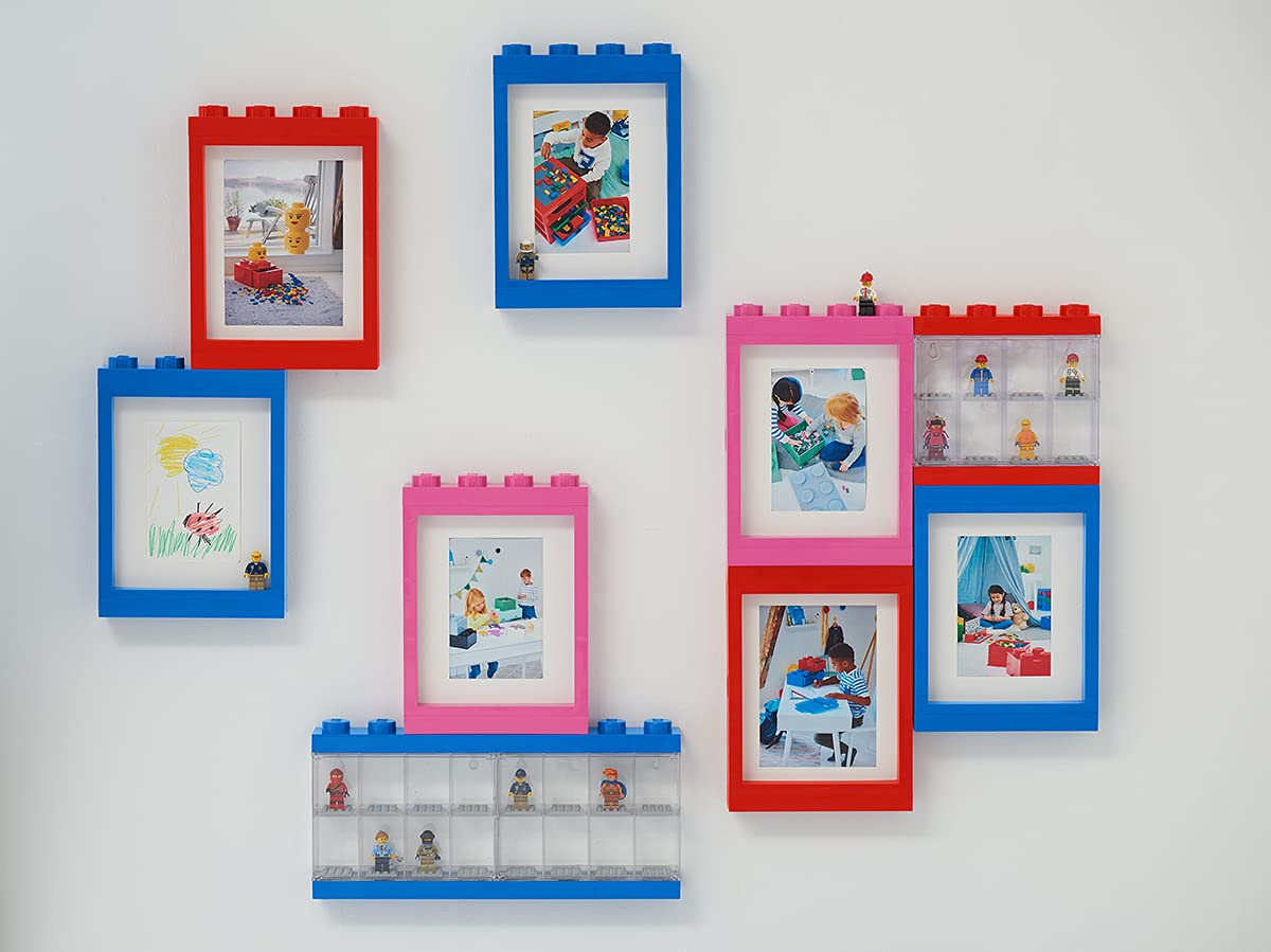Room Copenhagen Lego Picture Frame - Stackable, Tabletop or Wall Display Photo Frame, Fits 5 x 7 in Photos, Red