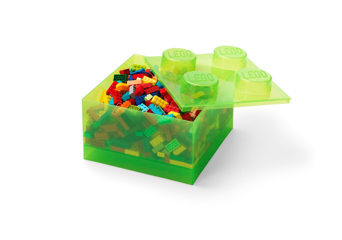LEGO Storage Brick 4 Knobs - Stackable Plastic Storage Box with Lid for Kids and Adults Desk Organizer and Toy Box