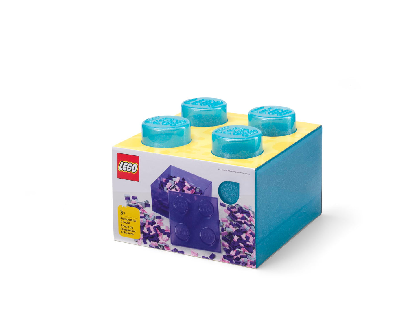 LEGO Storage Brick 4 Knobs - Stackable Plastic Storage Box with Lid for Kids and Adults Desk Organizer and Toy Box