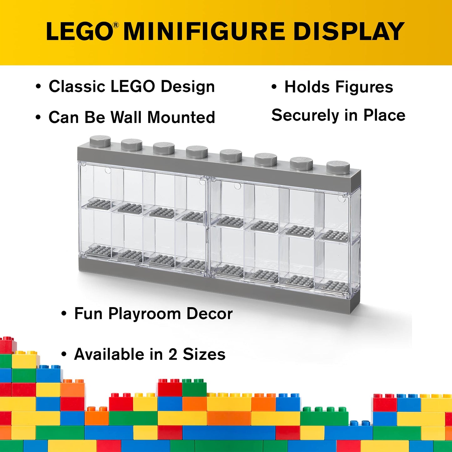LEGO Minifigure 16 Compartment Display Case | Grey