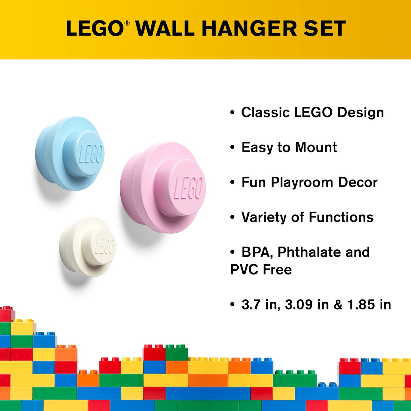 Room Copenhagen 40161736 Lego Wall Hanger Set, One Size, Pink/Blue/White