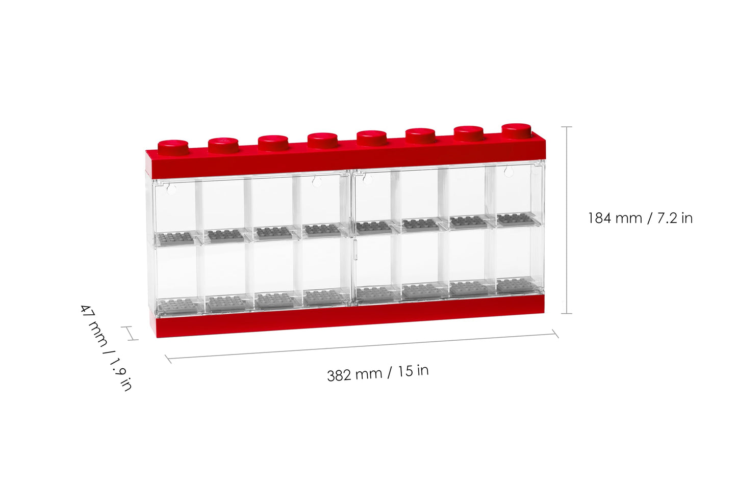 Lego Minifigure Display Case 16 Red, Large