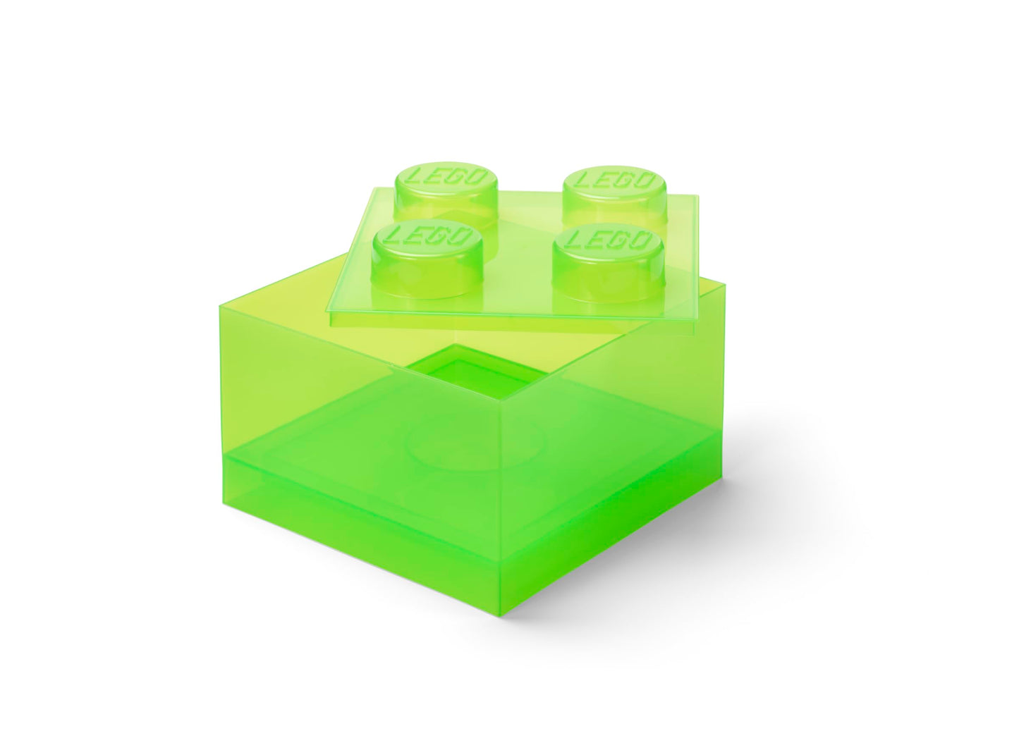 LEGO Storage Brick 4 Knobs - Stackable Plastic Storage Box with Lid for Kids and Adults Desk Organizer and Toy Box