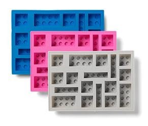 Room Copenhagen, LEGO Iconic Ice Cube Tray - Dishwasher Safe, Silicone Brick Mold - Set of 3, Blue, Pink, and Grey