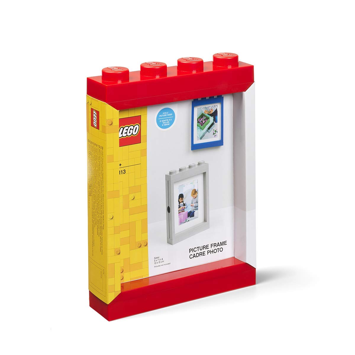 Room Copenhagen Lego Picture Frame - Stackable, Tabletop or Wall Display Photo Frame, Fits 5 x 7 in Photos, Red