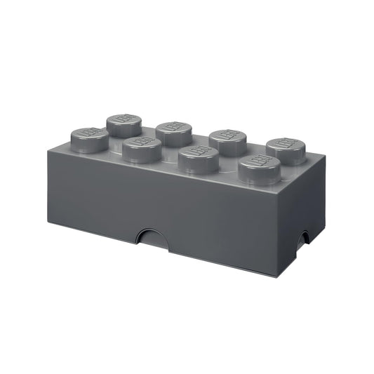 Room Copenhagen, Lego Brick Box Stackable Storage Containers - Organizational Building Blocks - 19.69 x 9.84 x 7.09 Inches - Brick 8, Dark Stone Grey