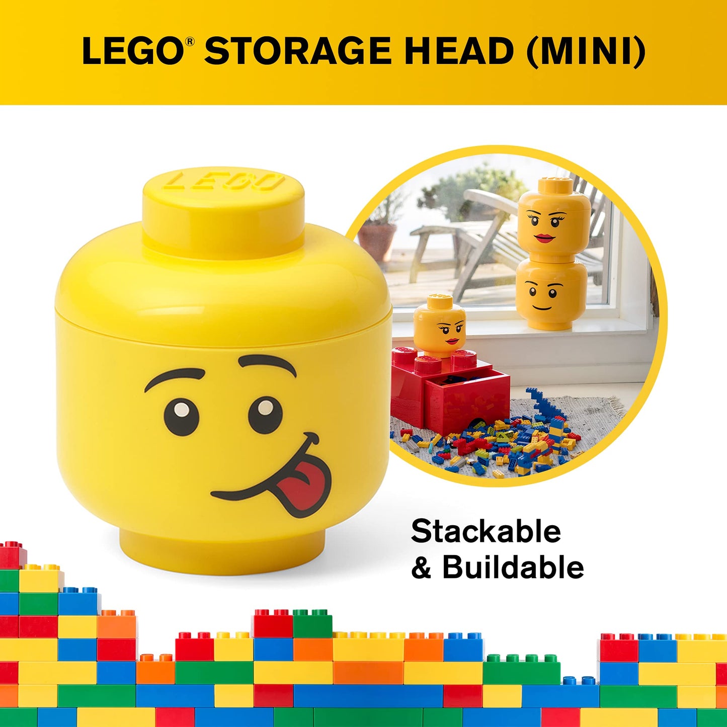 LEGO Mini 4 x 4.5 Inch Plastic Storage Head | Silly
