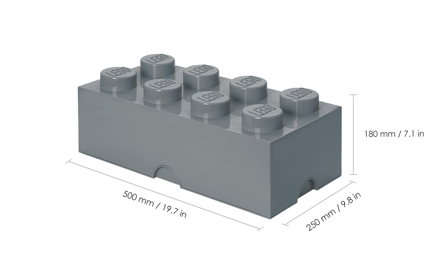 Room Copenhagen, Lego Brick Box Stackable Storage Containers - Organizational Building Blocks - 19.69 x 9.84 x 7.09 Inches - Brick 8, Dark Stone Grey