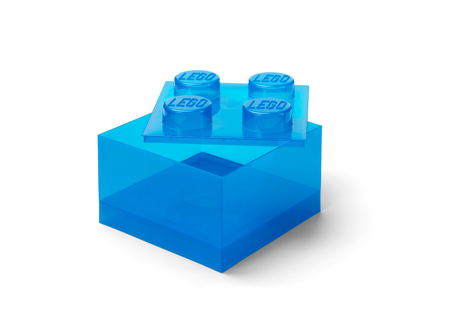 LEGO Storage Brick 4 Knobs - Stackable Plastic Storage Box with Lid for Kids and Adults Desk Organizer and Toy Box