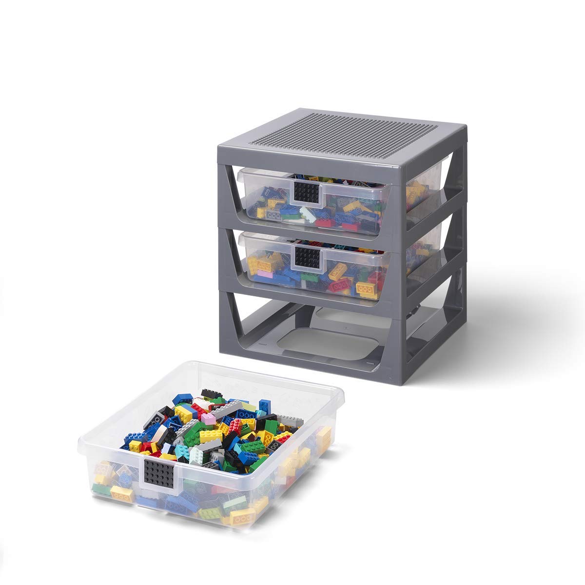 Room Copenhagen Lego 3-Drawer Plastic Storage Rack System, 13-2/3 x 12-3/4 x 15 in, Red