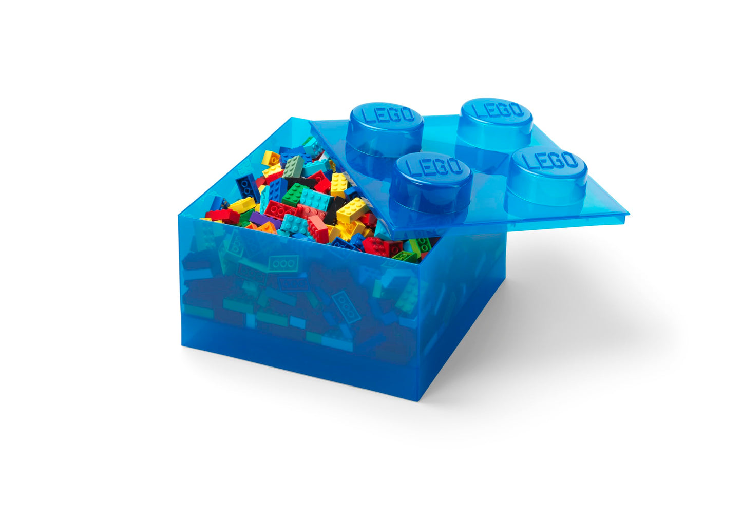 LEGO Storage Brick 4 Knobs - Stackable Plastic Storage Box with Lid for Kids and Adults Desk Organizer and Toy Box