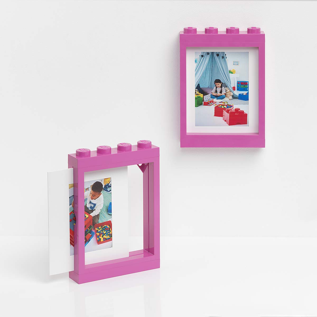 Room Copenhagen Lego Picture Frame - Stackable, Tabletop or Wall Display Photo Frame, Fits 5 x 7 in Photos, Red
