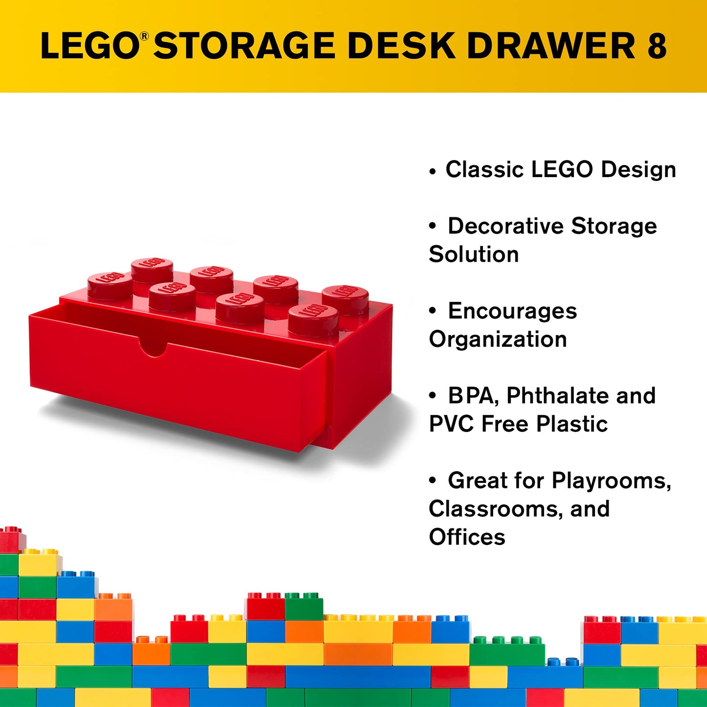 Room Copenhagen Lego Picture Frame - Stackable, Tabletop or Wall Display Photo Frame, Fits 5 x 7 in Photos, Red